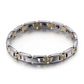 Stylish Titanium Steel Bracelet with Zircon Embellishments for Men and Women - One Piece European and American Design