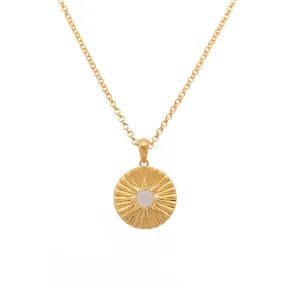 Sun And Star Rainbow Moonstone 24K Gold Vermeil With Chain Pendant