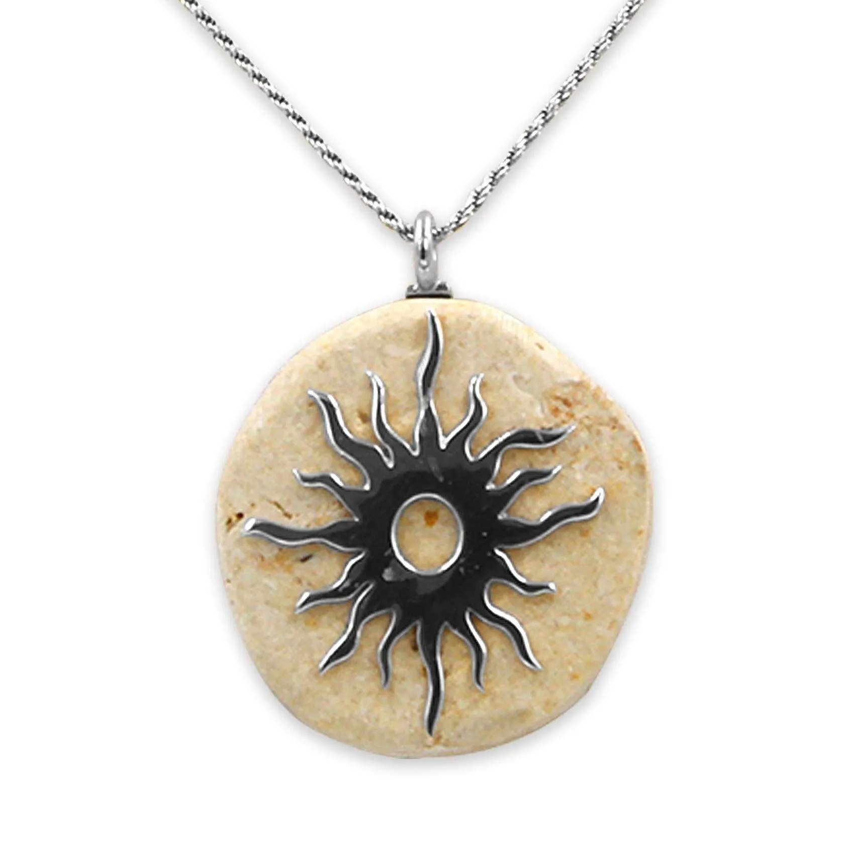 Sunrise 14K vermeil pendant- Gold Jerusalem Stone