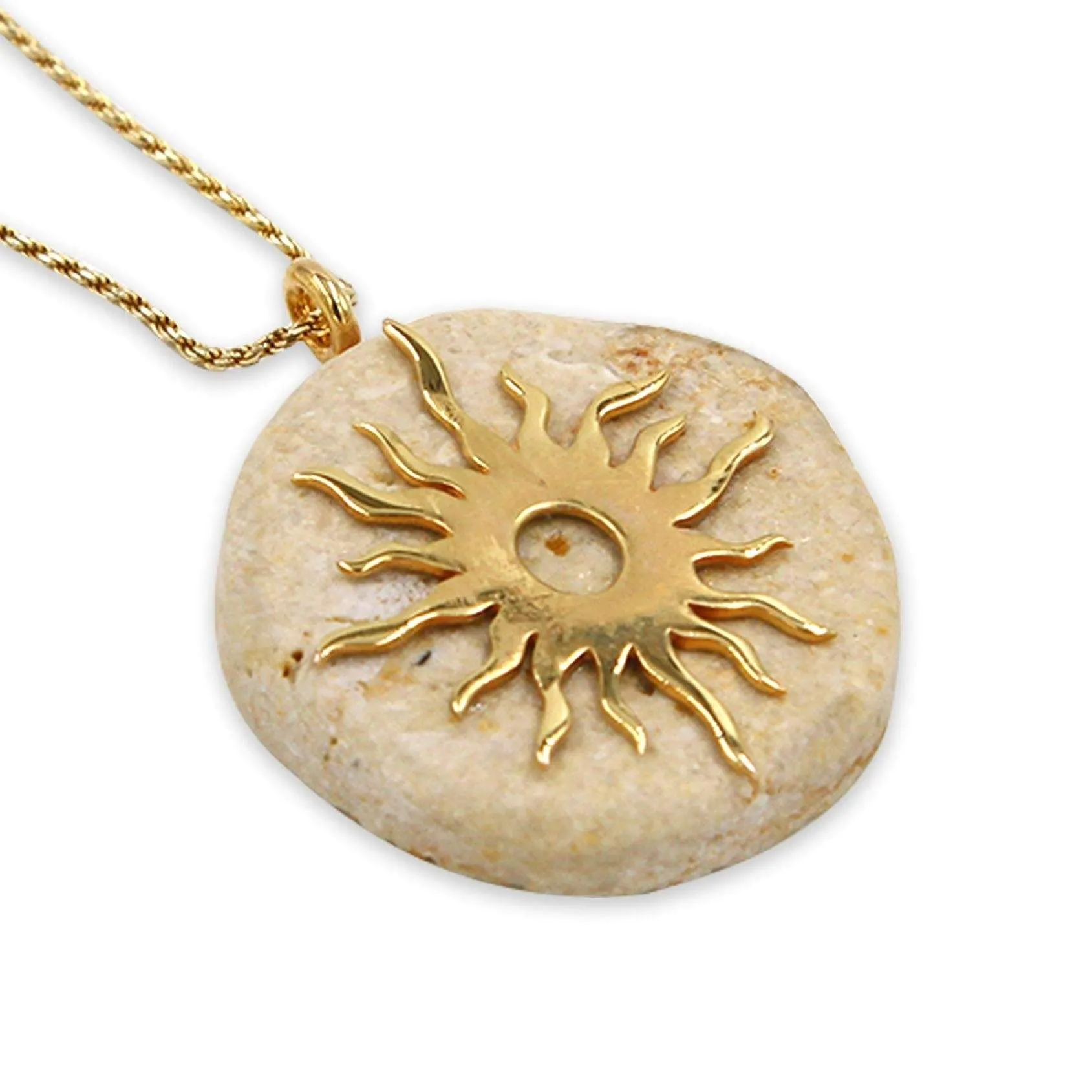 Sunrise 14K vermeil pendant- Gold Jerusalem Stone