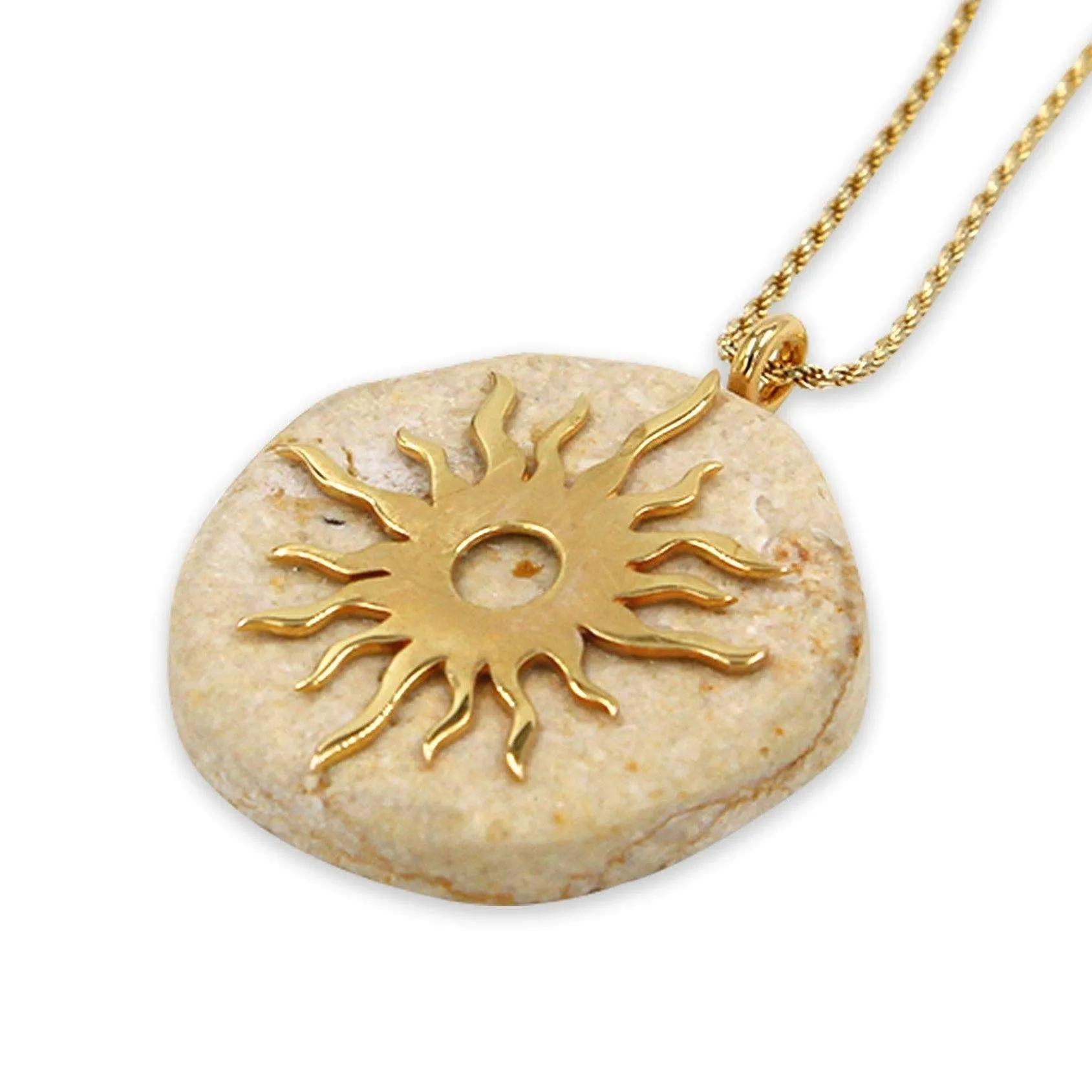 Sunrise 14K vermeil pendant- Gold Jerusalem Stone