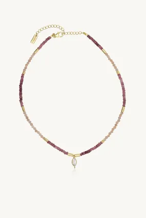 Theia Tourmaline & Sunstone Gold Beaded Necklace