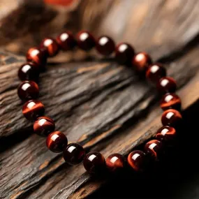 Tiger Eye Bracelet! Vintage Style  8mm Red Tiger Eye Bracelet