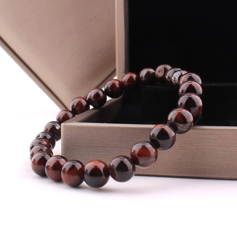 Tiger Eye Bracelet! Vintage Style  8mm Red Tiger Eye Bracelet