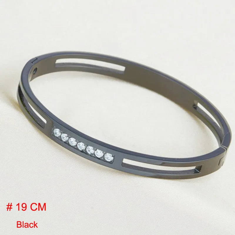 Titanium Stainless Steel Love Cuff Bangle Gold Plated Crystal Brand lover Bracelet