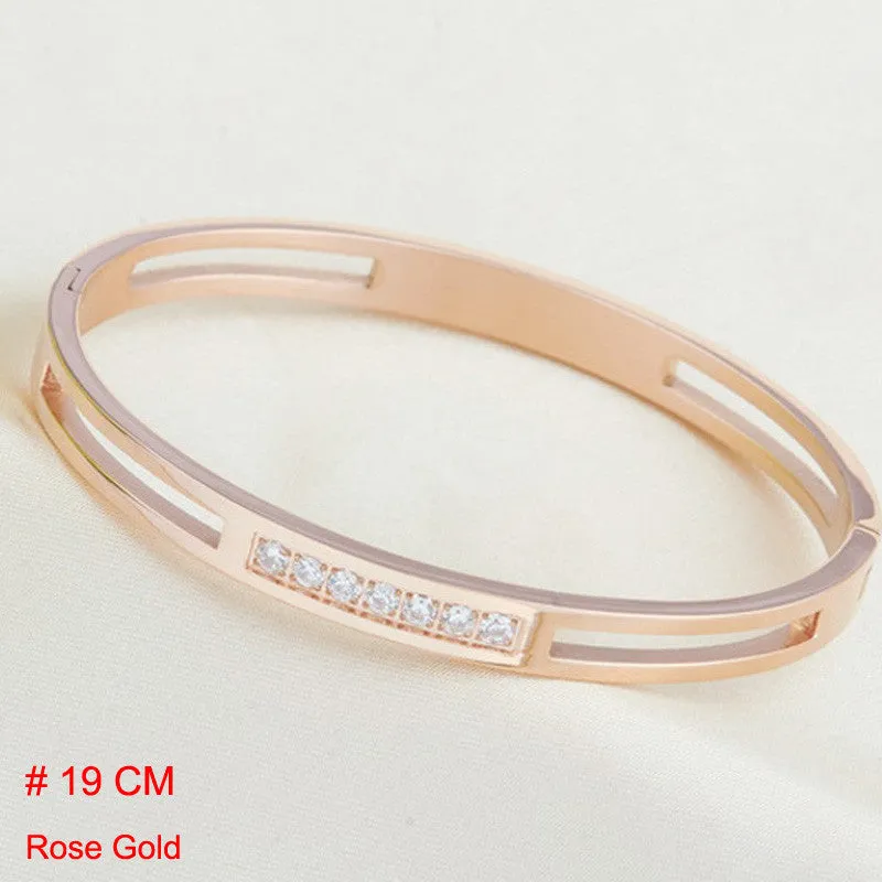 Titanium Stainless Steel Love Cuff Bangle Gold Plated Crystal Brand lover Bracelet