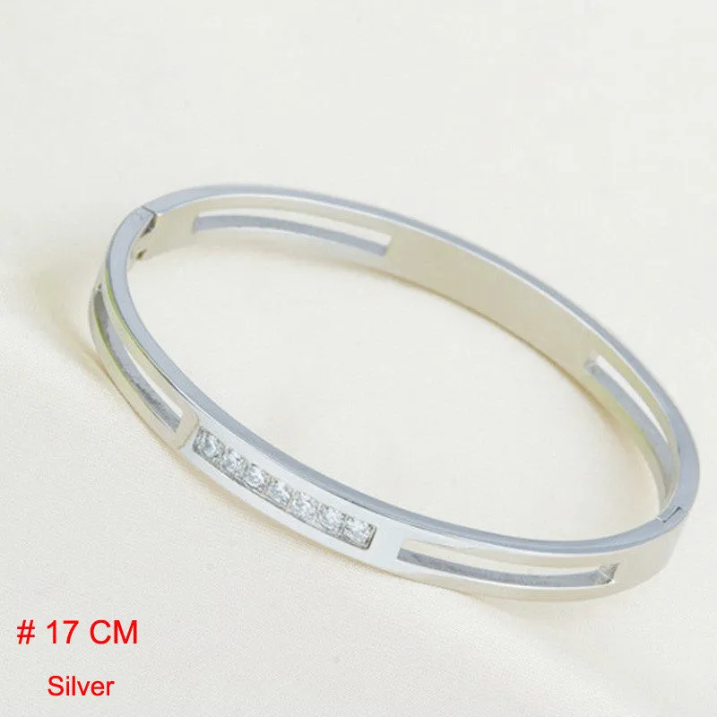 Titanium Stainless Steel Love Cuff Bangle Gold Plated Crystal Brand lover Bracelet