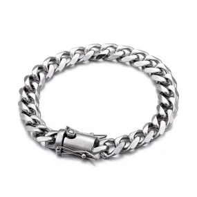 Titanium Steel CZ Zircon Men's Cuban Chain Bracelet - European and American Hip Hop Style Jewelry