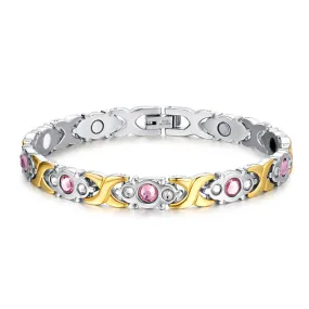 Titanium steel fashion ladies zircon magnet bracelet