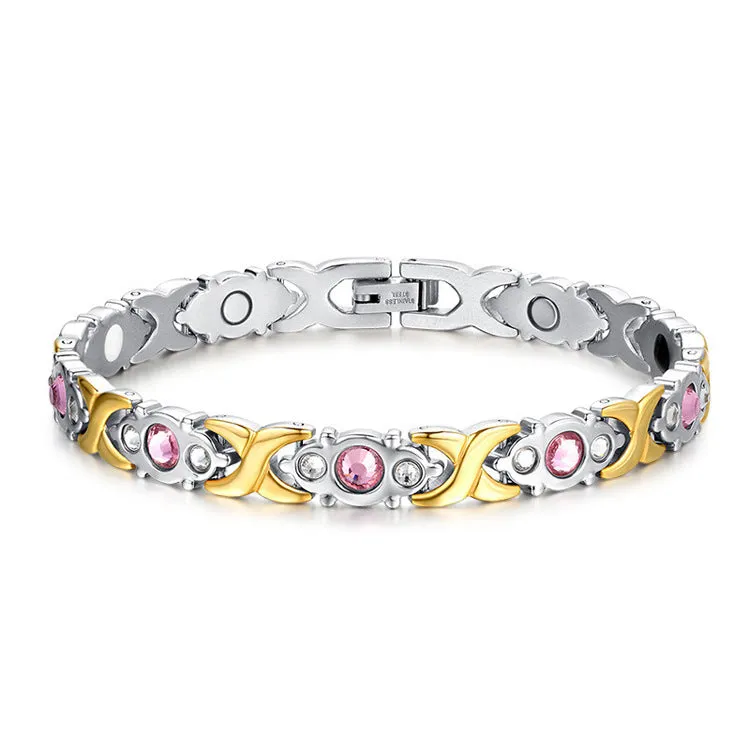 Titanium steel fashion ladies zircon magnet bracelet