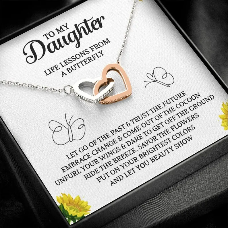 To My Daughter necklace, Daughter Gift, Interlocking Hearts Necklace