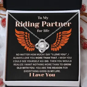 To my Riding Partner necklace, Grow Old Together Love Knot necklace