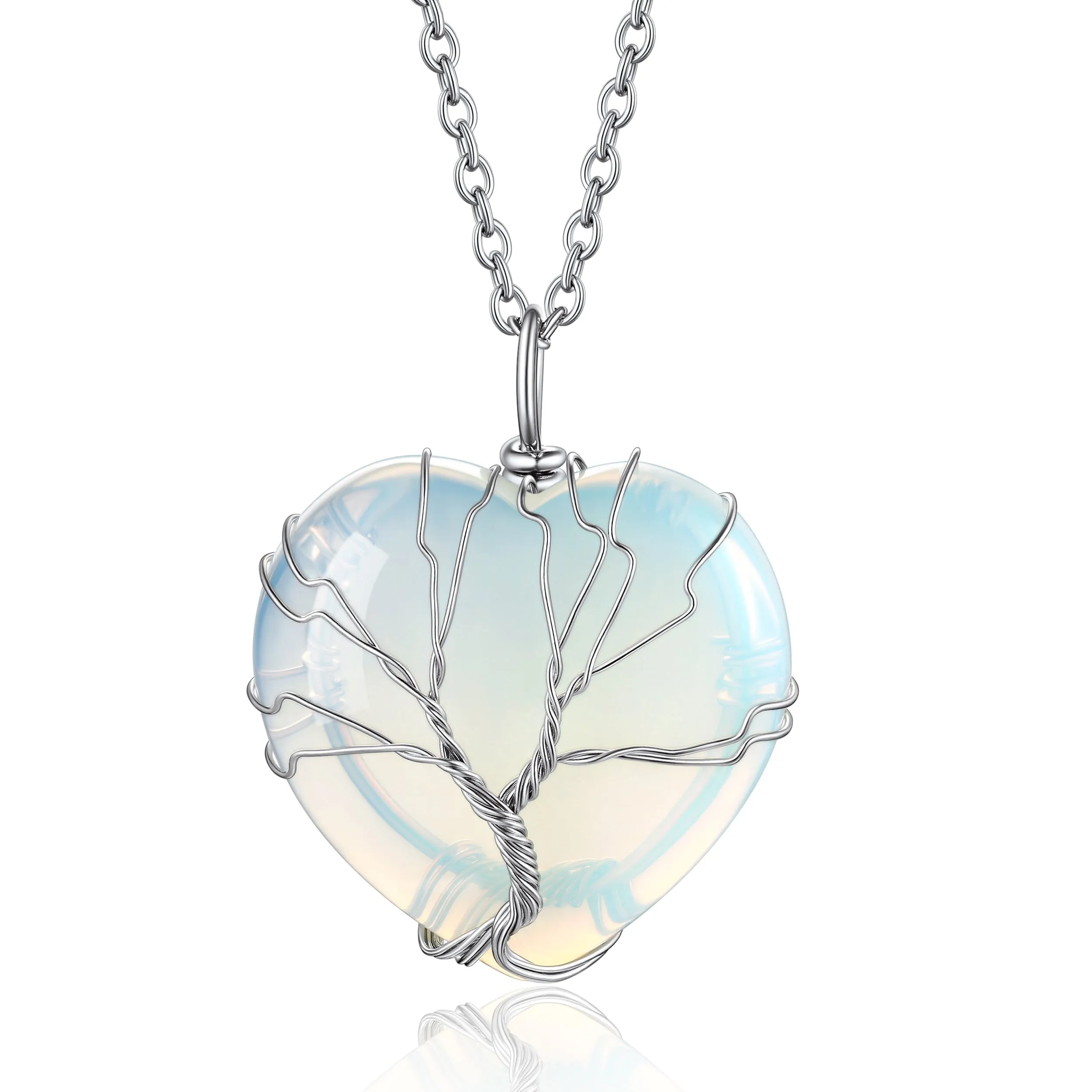 Tree of Life Crystal Heart Pendant & Necklace