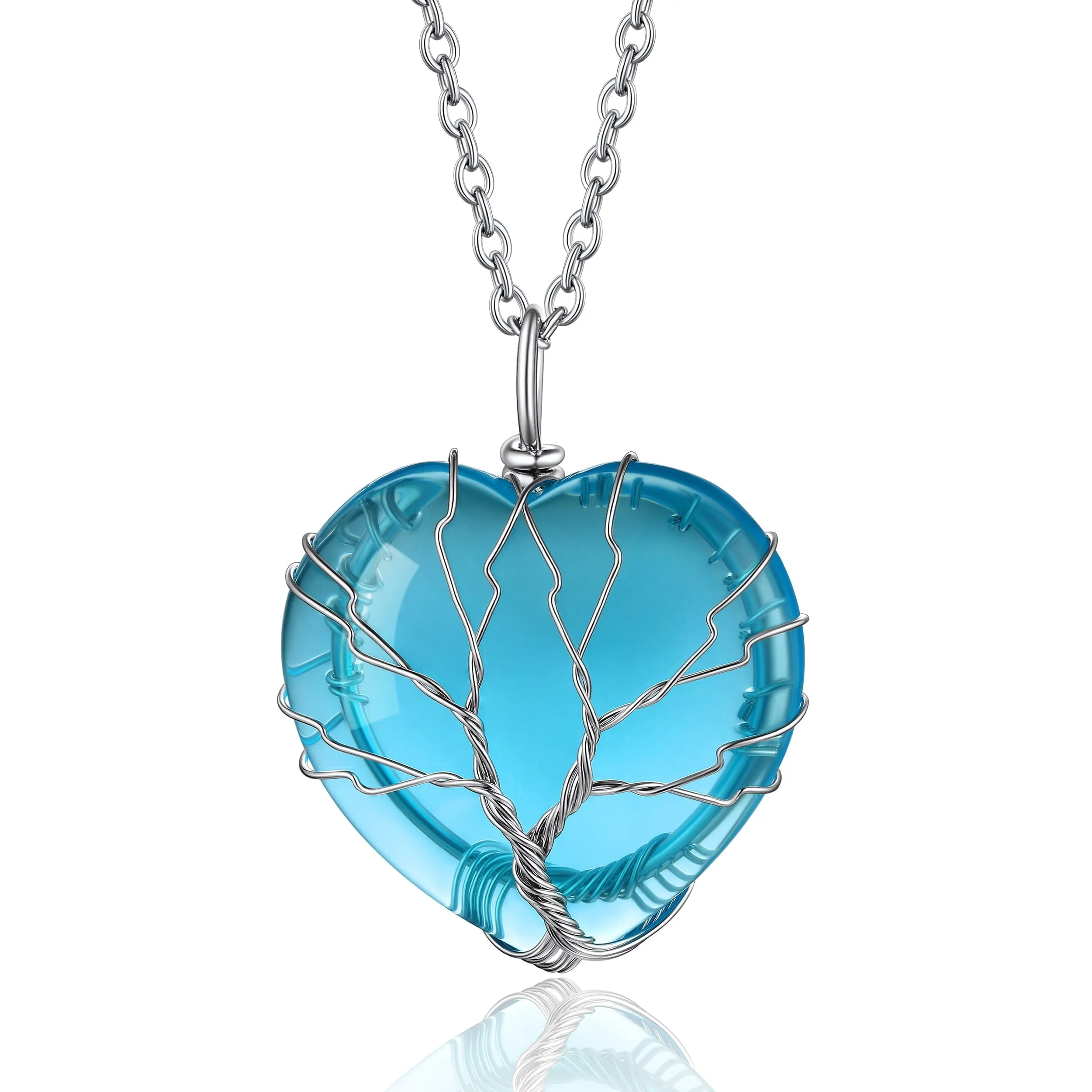 Tree of Life Crystal Heart Pendant & Necklace