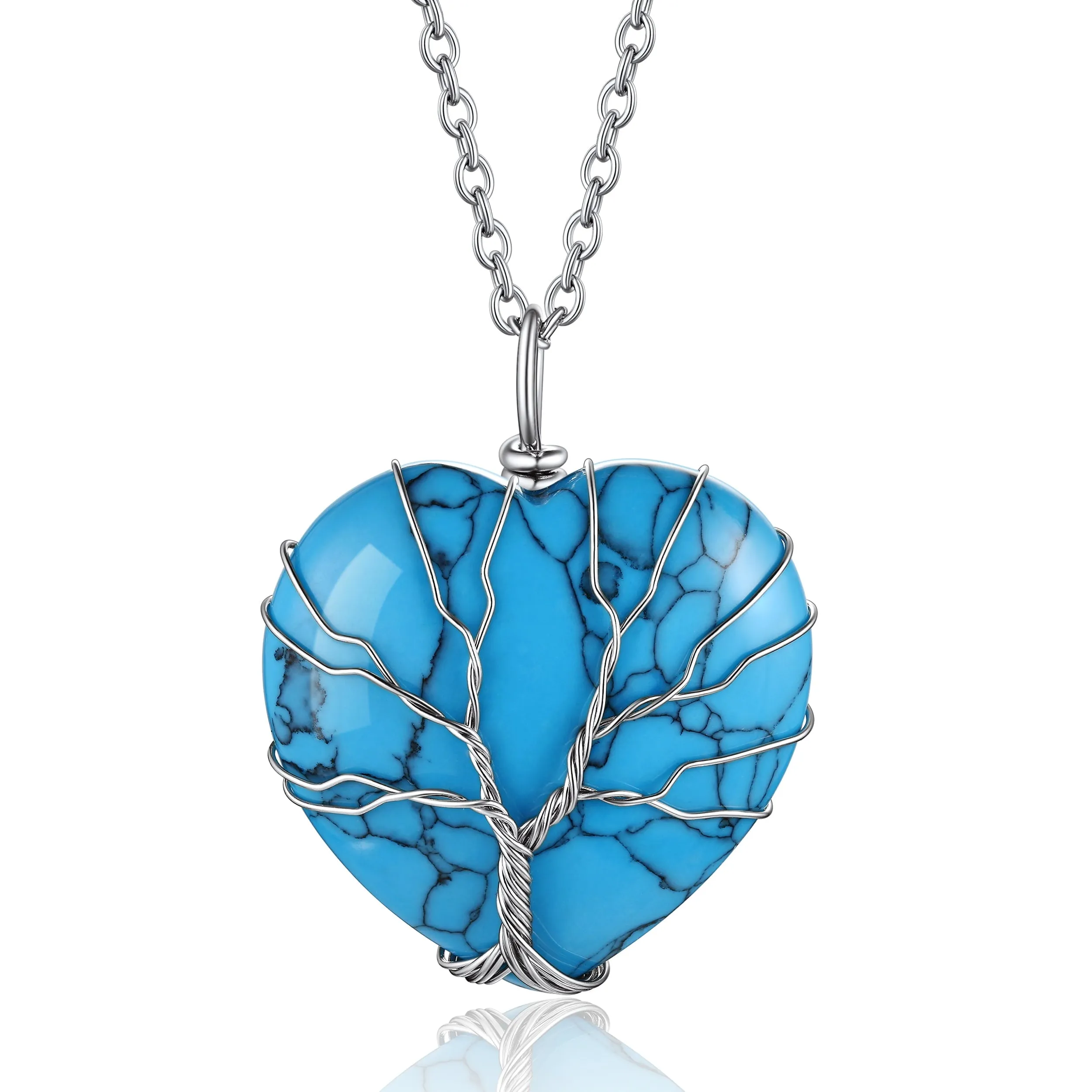 Tree of Life Crystal Heart Pendant & Necklace