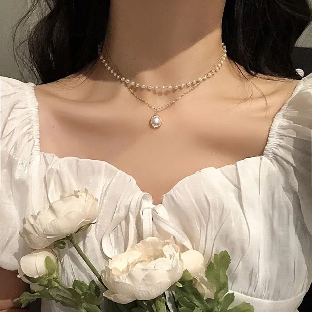 VenusFox Punk Gold Cuban Link Chain Necklace Pearl Heart Bow Knot Pendant Choker Necklaces For Women 2020 Fashion Jewelry Gifts