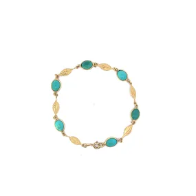 Vintage 18KT Yellow Gold Turquoise Bracelet