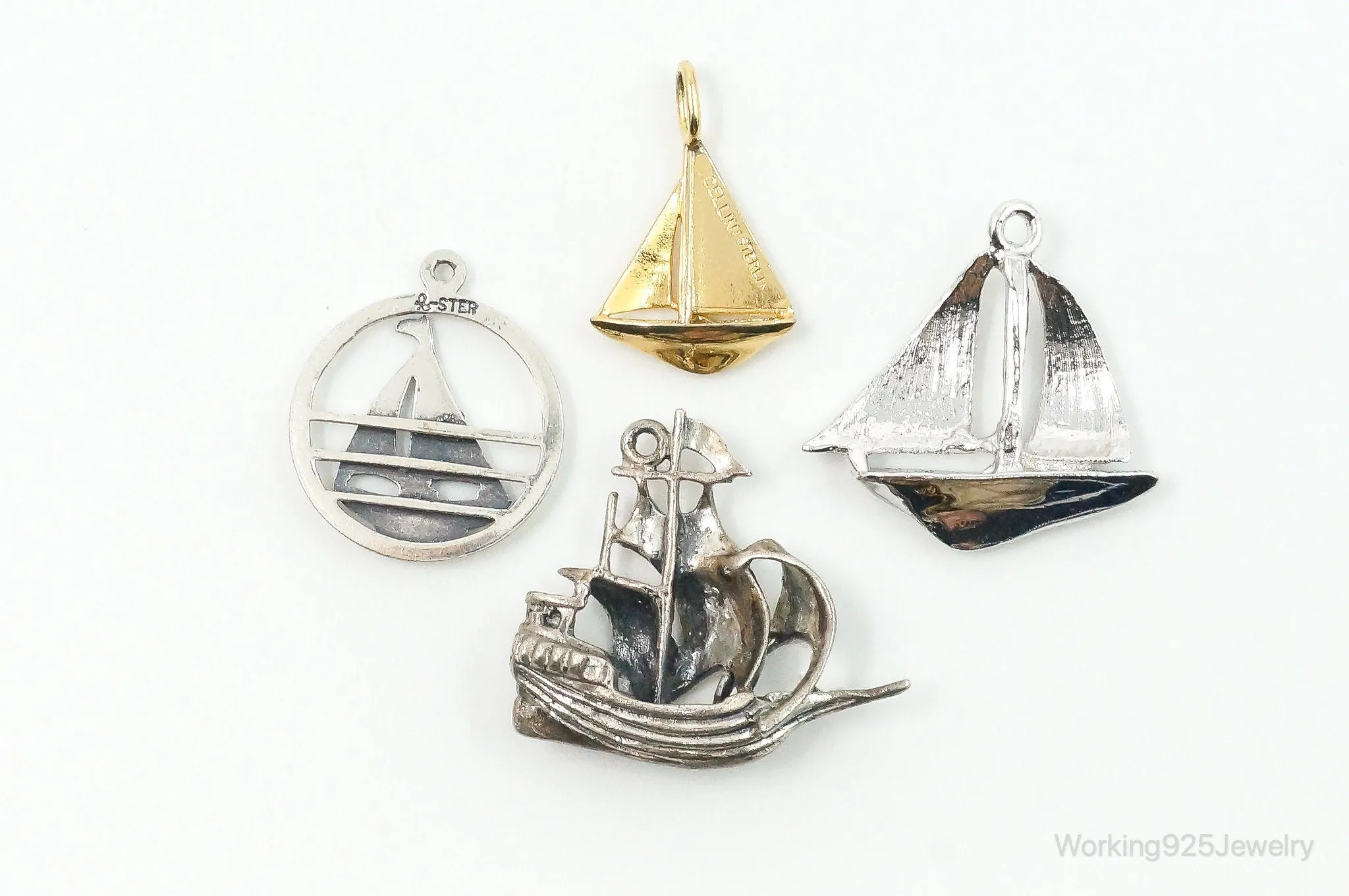 Vintage Antique Ships Sterling Silver Charms Lot