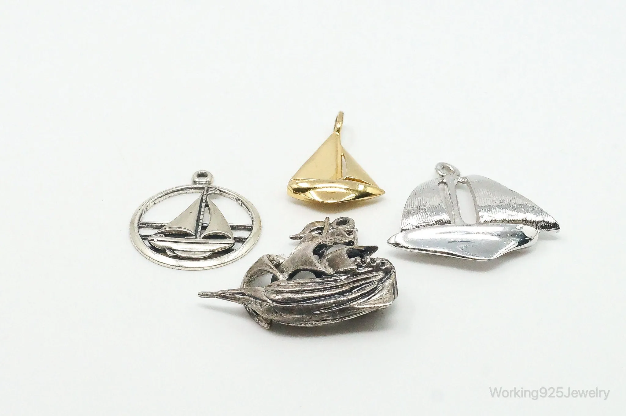 Vintage Antique Ships Sterling Silver Charms Lot