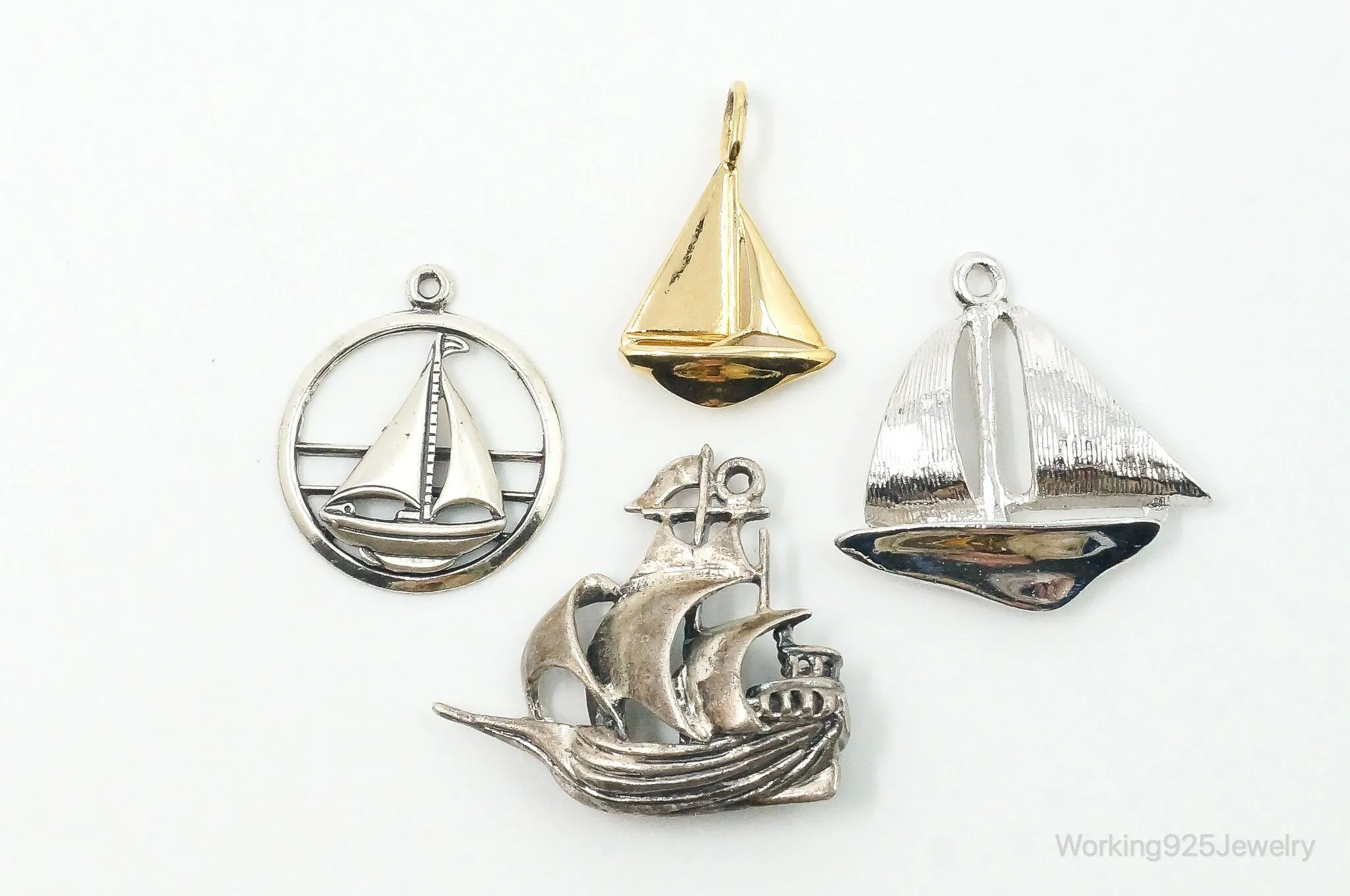 Vintage Antique Ships Sterling Silver Charms Lot