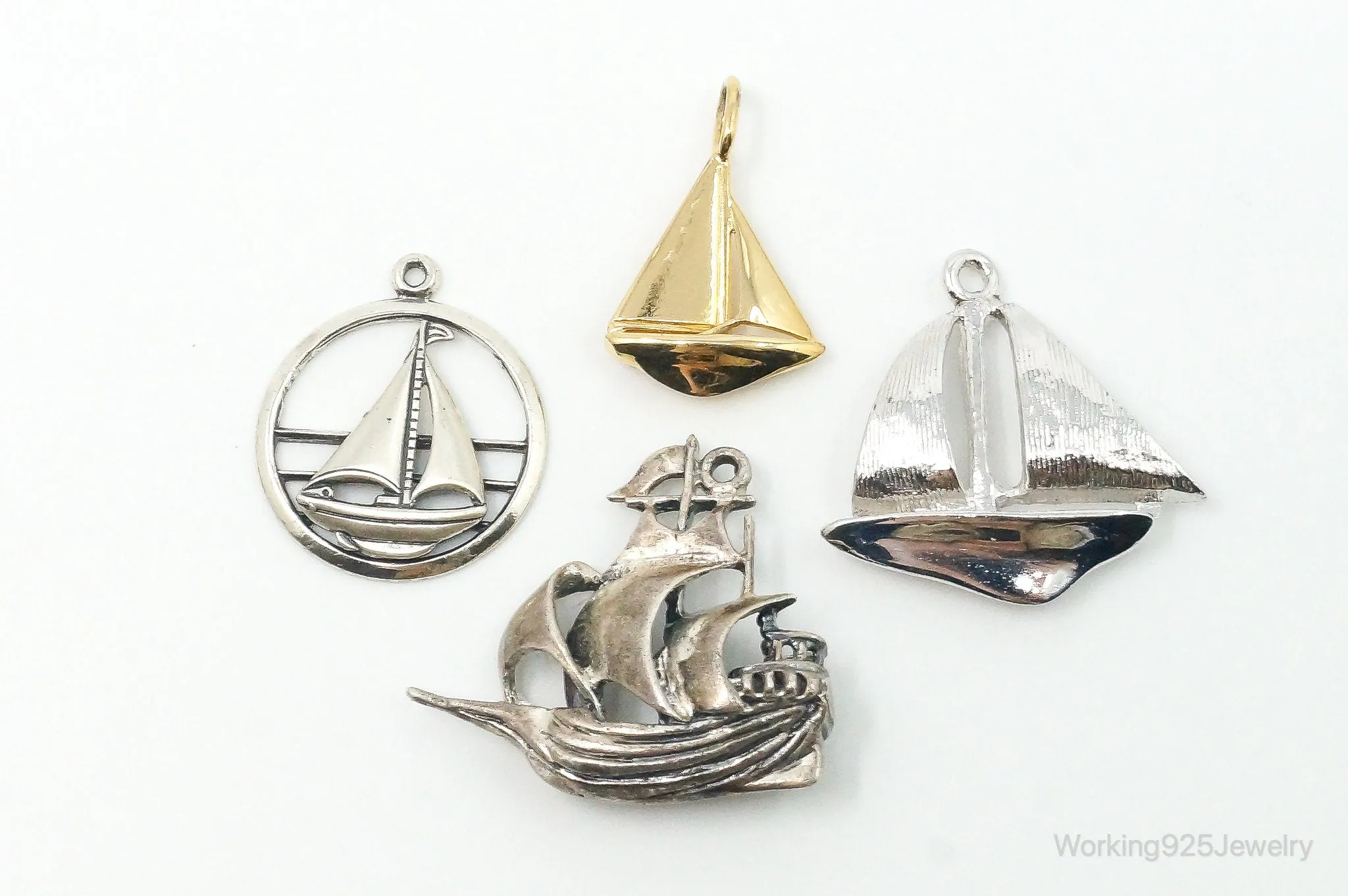 Vintage Antique Ships Sterling Silver Charms Lot