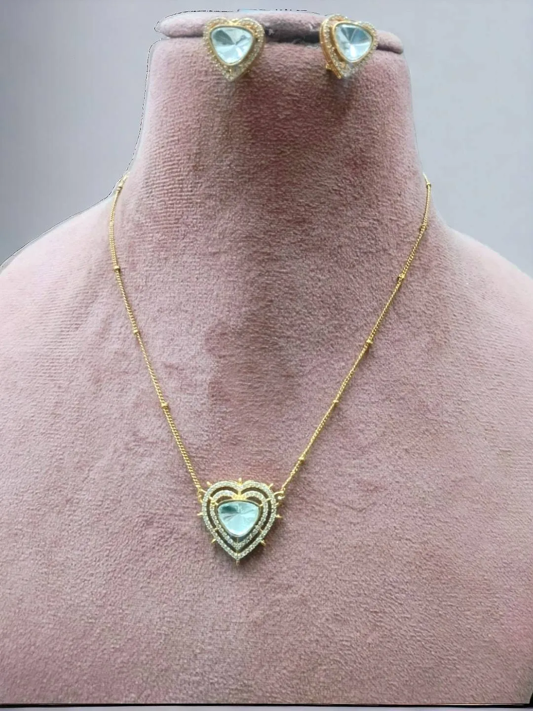 Vintage Crystal Heart Pendant Necklace