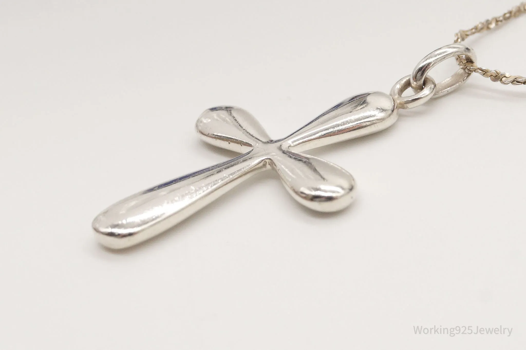 Vintage Designer Boma Cross Sterling Silver Necklace