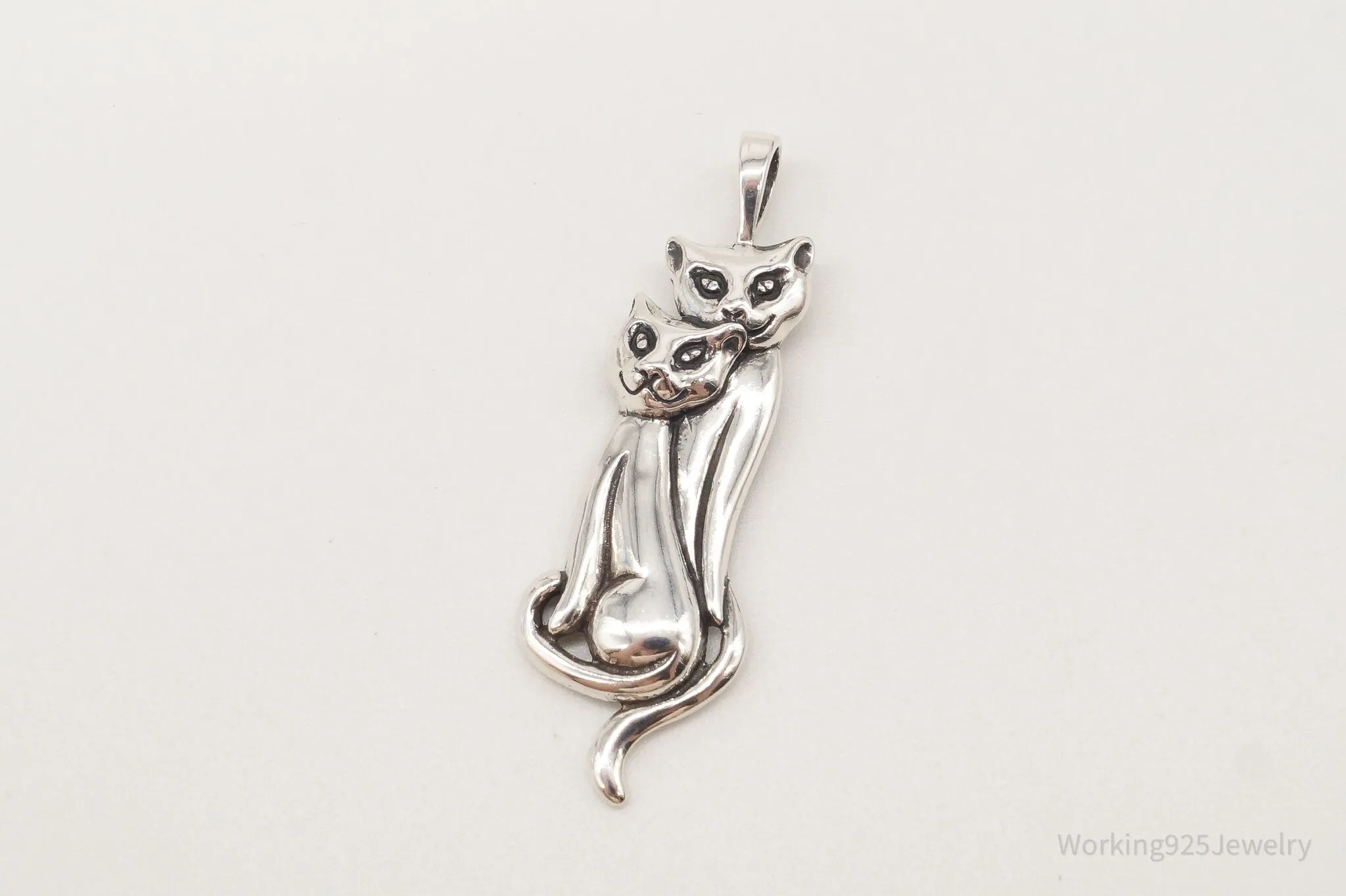 Vintage Designer KABANA Kittens Cats Sterling Silver Pendant