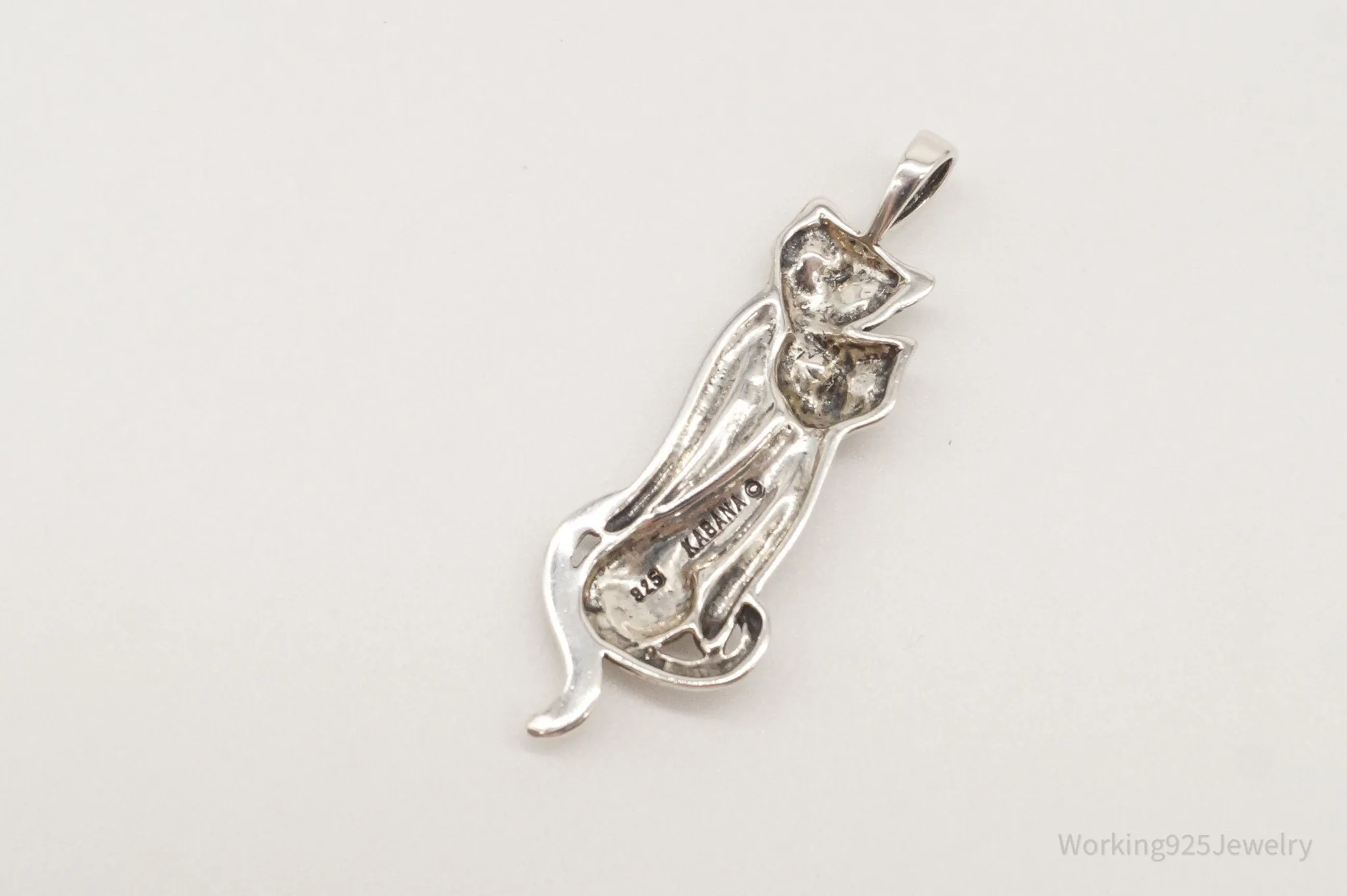 Vintage Designer KABANA Kittens Cats Sterling Silver Pendant