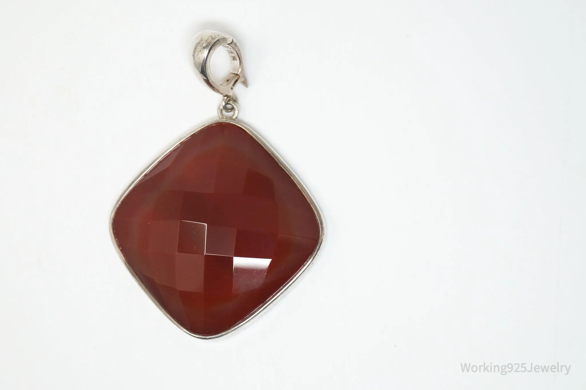 Vintage Designer Whitney Kelly Large Carnelian Sterling Silver Necklace Pendant