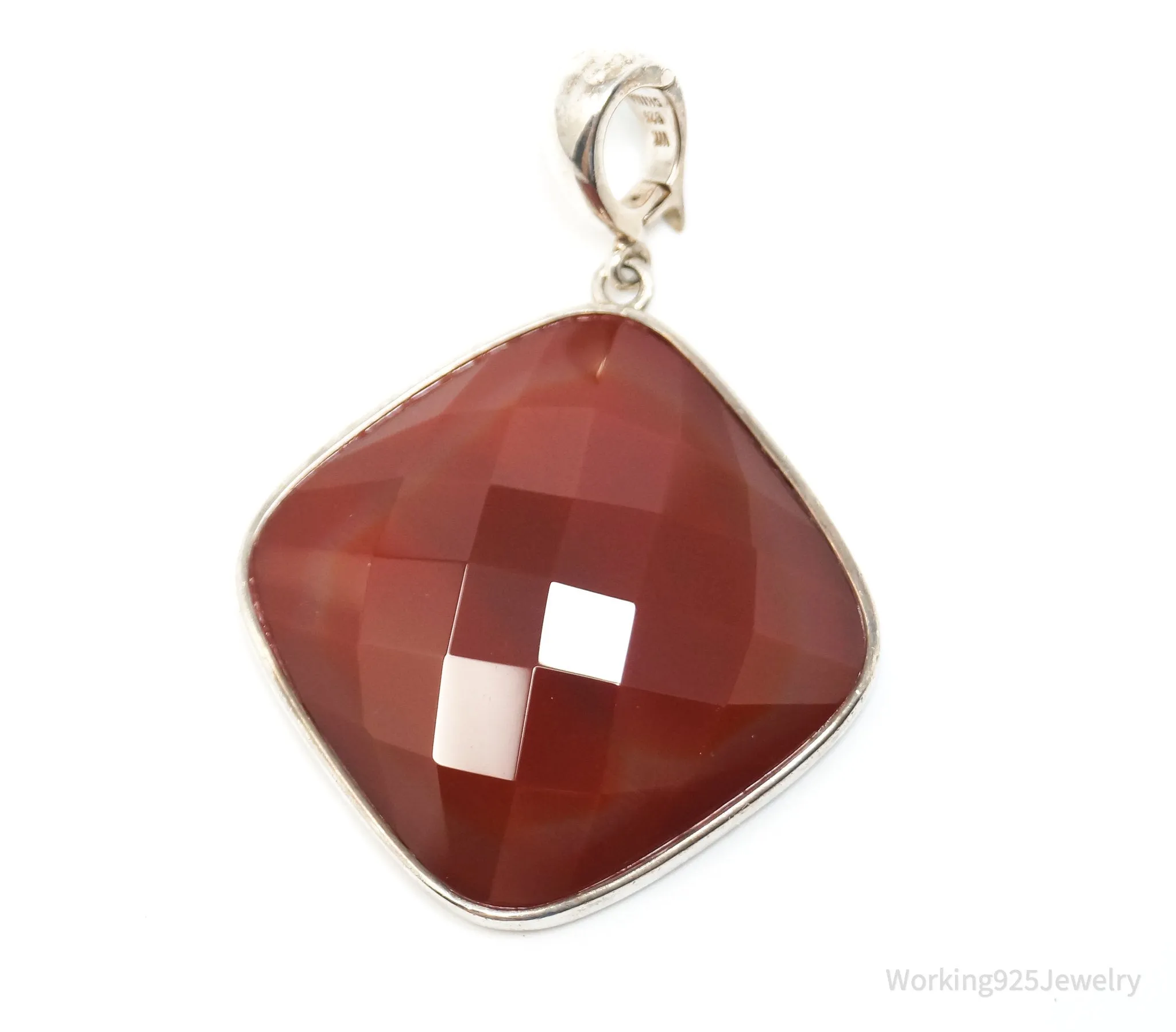 Vintage Designer Whitney Kelly Large Carnelian Sterling Silver Necklace Pendant