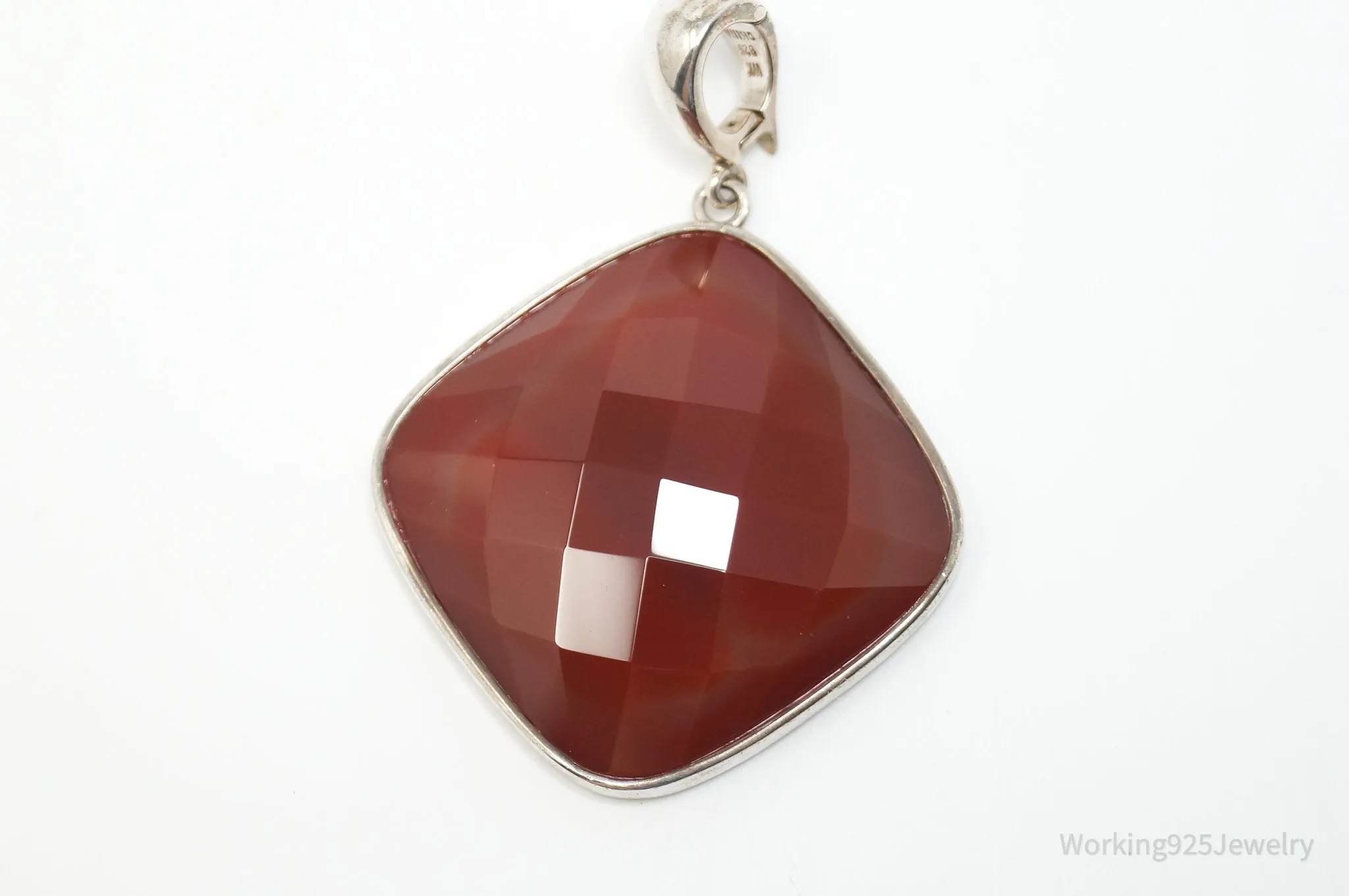 Vintage Designer Whitney Kelly Large Carnelian Sterling Silver Necklace Pendant