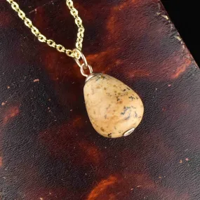 Vintage Gold Marble Egg Pendant Necklace