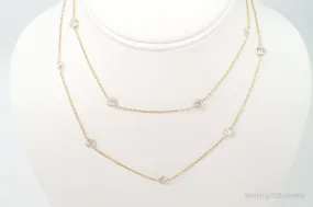 Vintage Gold Vermeil Cubic Zirconia Sterling Silver Necklace