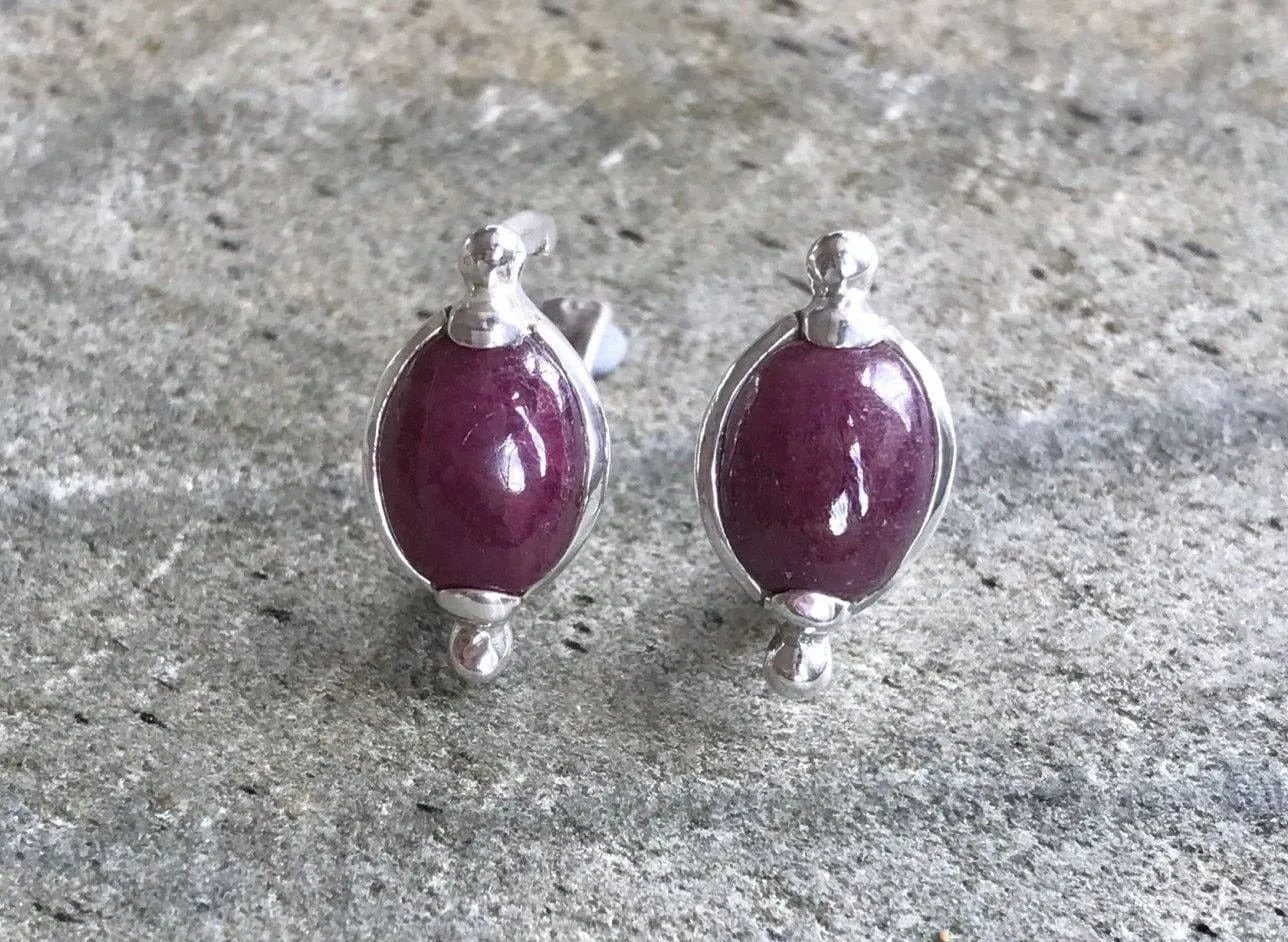 Vintage Ruby Earrings - Oval Ruby Earrings - July Birthstone Earrings