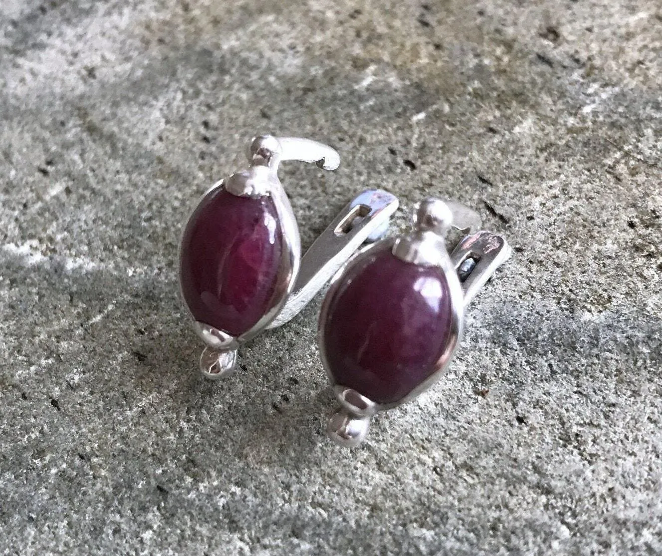 Vintage Ruby Earrings - Oval Ruby Earrings - July Birthstone Earrings