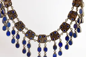 Vintage Statement Lapis Bib Necklace