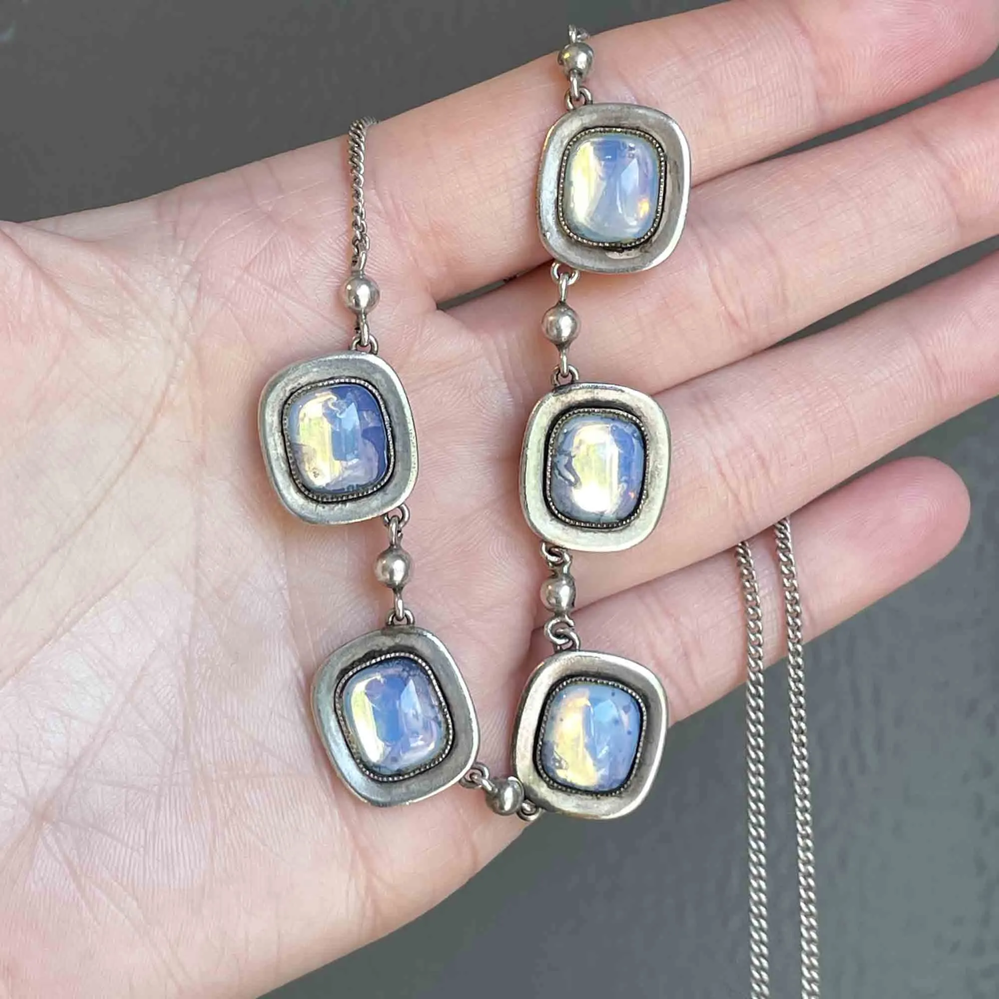 Vintage Sterling Silver Moonstone Necklace