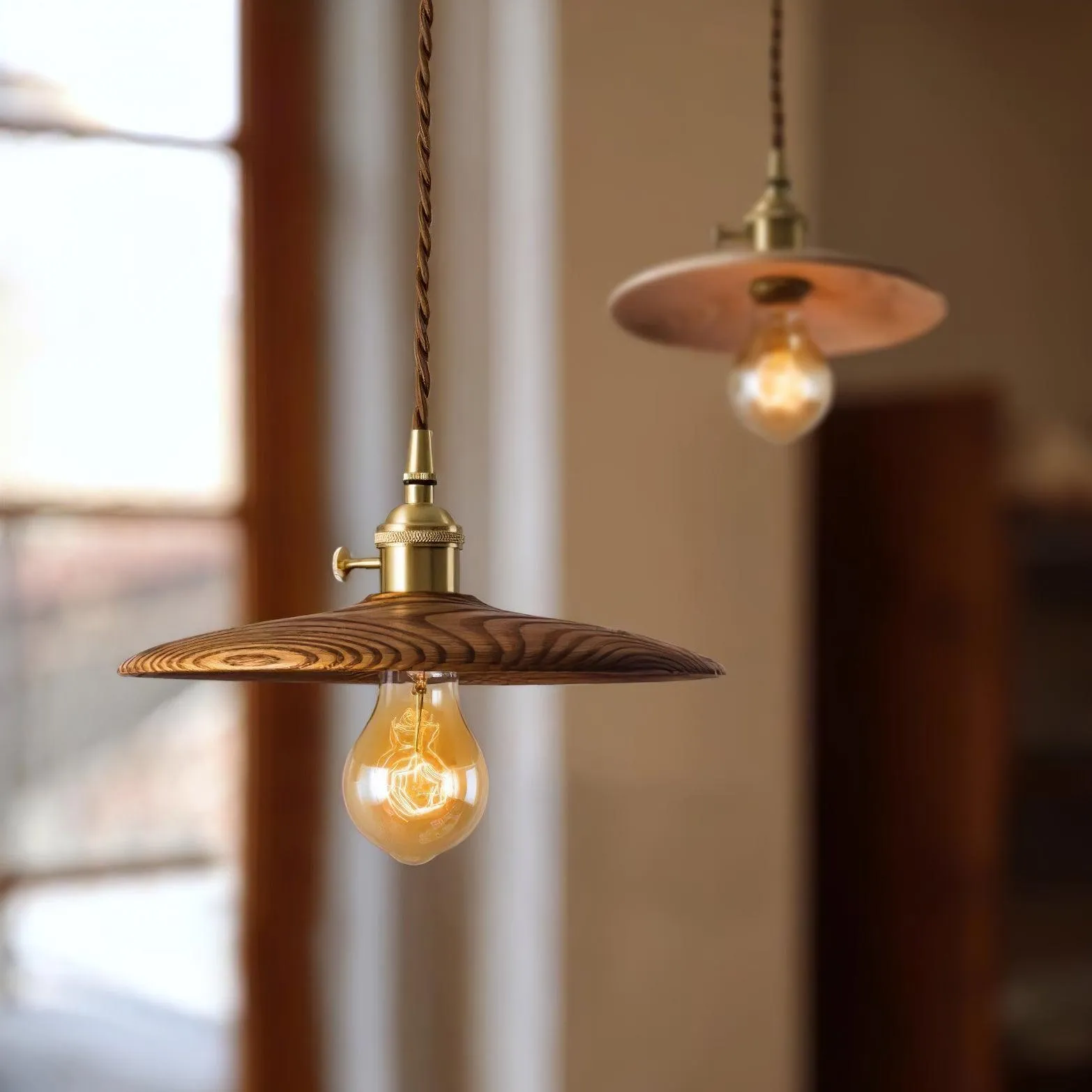 Walnut Conical Pendant Light