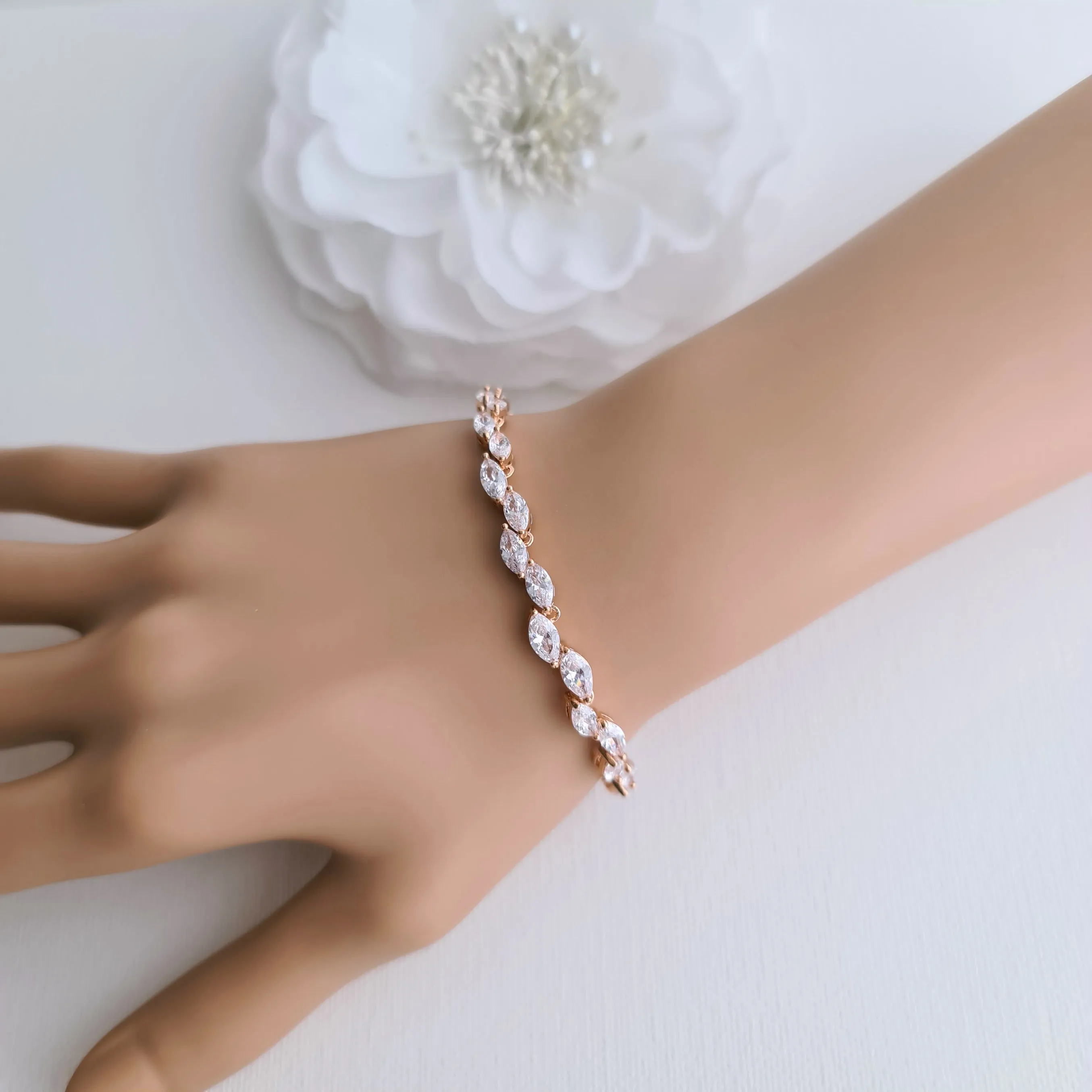 Wedding Leaf Bracelet and Earrings Set in Silver-Taylor