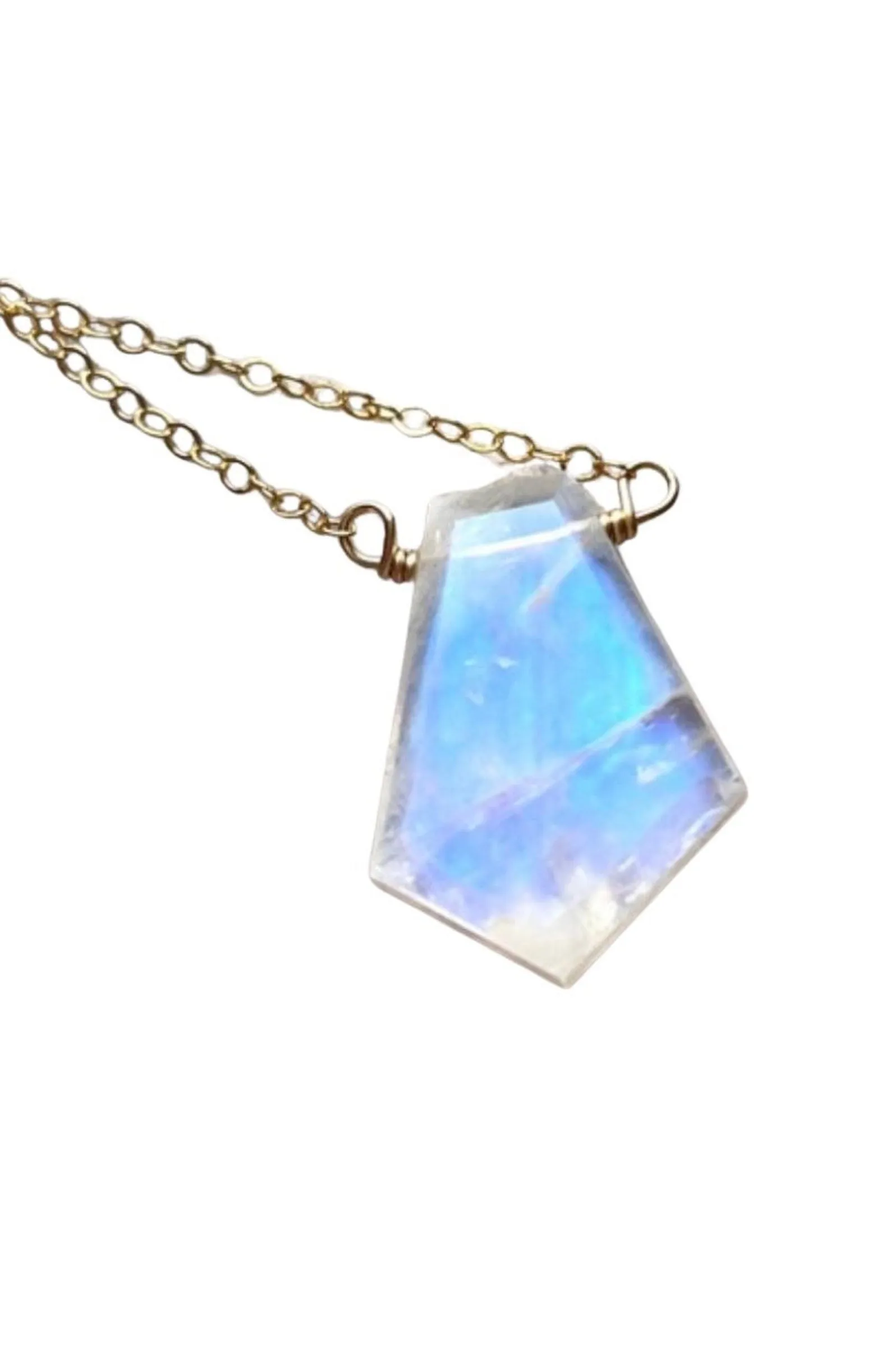 White Rainbow Moonstone Crystal Healing Pendant Necklace