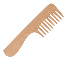 Wide tooth Comb with handle beechwood