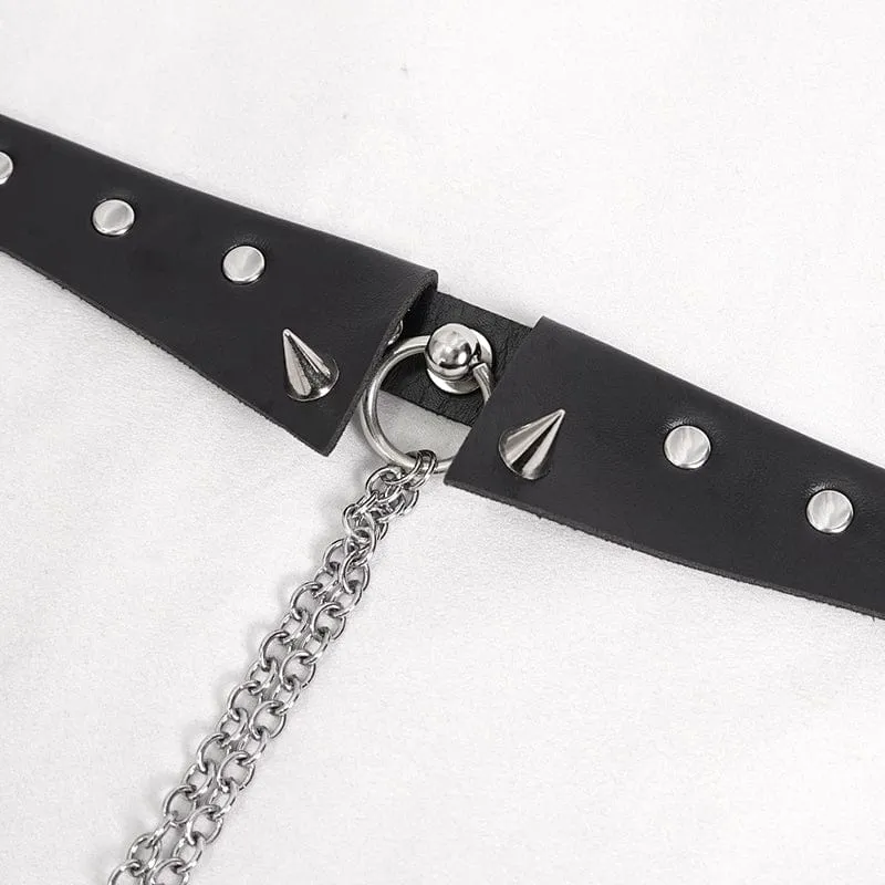 Women's Gothic Studded Chain Choker With Breast Covers