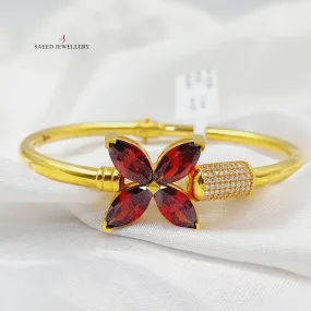 Zircon Studded Clover Bangle Bracelet